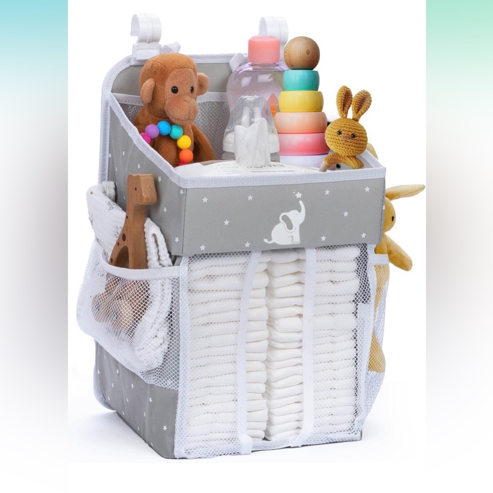 Gray Elephant Diaper Caddy Organizer